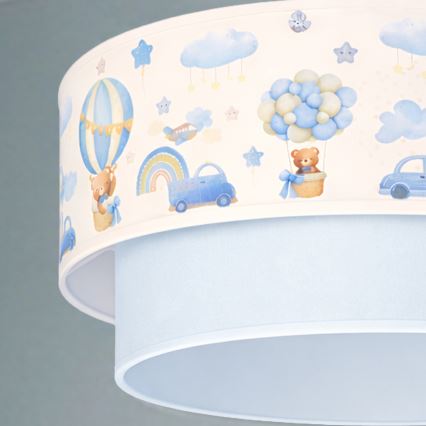 Brilagi - Candeeiro infantil LED suspenso por cabo BOBO 1xE27/60W/230V Ø 40 cm creme/azul/ursinhos