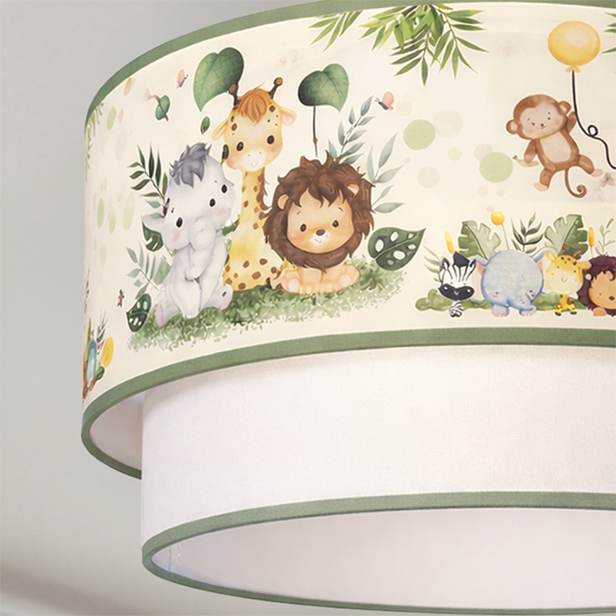 Brilagi - Lustre infantil LED suspenso por cabo BOBO 1xE27/60W/230V Ø 40 cm creme/verde/selva