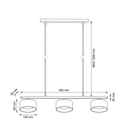 Brilagi - LED Lustre pendente com cabo AURA LUX 3xGX53/30W/230V preto/fumê