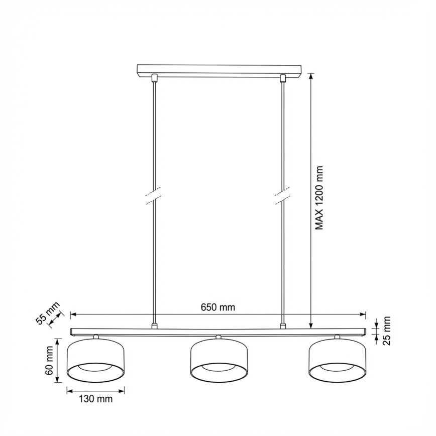 Brilagi - LED Lustre pendente com cabo AURA LUX 3xGX53/30W/230V preto/fumê
