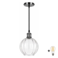 BRILAGI - LED Lustre pendente com cabo RETRO GLASS 1xE27/60W/230V Ø 18 cm preto/transparente