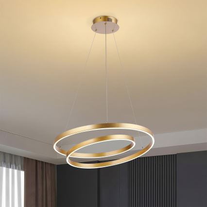 Brilagi - Lustre LED regulável suspenso por cabo TWISTER LED/48W/230V 3000-6000K Ø 50 cm dourado + comando remoto