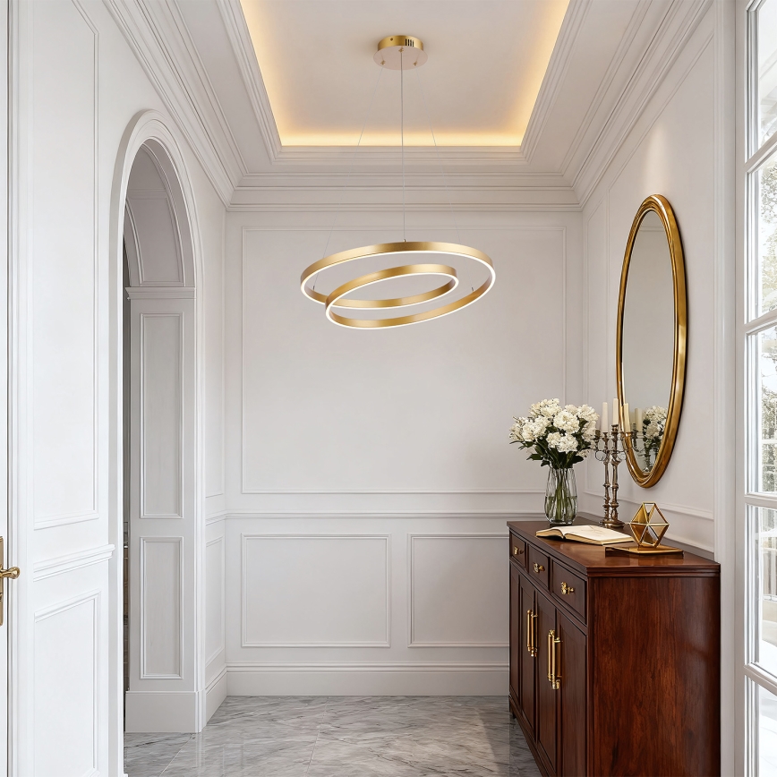 Brilagi - Lustre LED regulável suspenso por cabo TWISTER LED/48W/230V 3000-6000K Ø 50 cm dourado + comando remoto