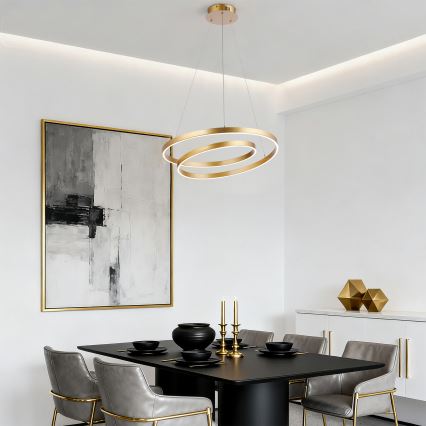 Brilagi - Lustre LED regulável suspenso por cabo TWISTER LED/48W/230V 3000-6000K Ø 50 cm dourado + comando remoto