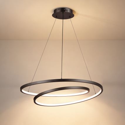 Brilagi - Lustre LED dimerizável suspenso por cabo TWISTER LED/75W/230V 3000–6000K Ø70 cm preto + comando à distância