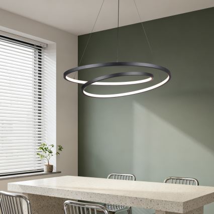 Brilagi - Lustre LED dimerizável suspenso por cabo TWISTER LED/75W/230V 3000–6000K Ø70 cm preto + comando à distância
