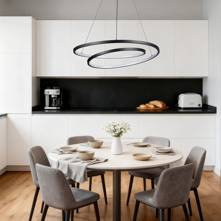 Brilagi - Lustre LED dimerizável suspenso por cabo TWISTER LED/75W/230V 3000–6000K Ø70 cm preto + comando à distância