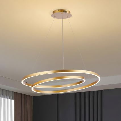 Brilagi - Lustre LED regulável suspenso por cabo TWISTER LED/105W/230V 3000–6000K, diâmetro 100 cm, dourado + controlo remoto