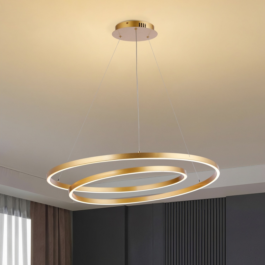 Brilagi - Lustre LED regulável suspenso por cabo TWISTER LED/105W/230V 3000–6000K, diâmetro 100 cm, dourado + controlo remoto