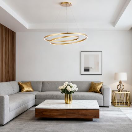 Brilagi - Lustre LED regulável suspenso por cabo TWISTER LED/105W/230V 3000–6000K, diâmetro 100 cm, dourado + controlo remoto