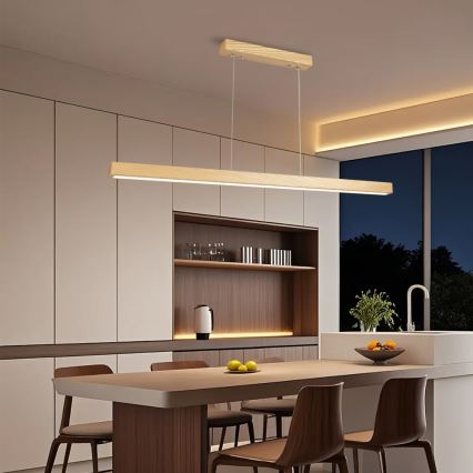 Brilagi - Lustre LED regulável suspenso por cabo OAK SMART LED/30W/230V Wi-Fi Tuya carvalho + comando remoto