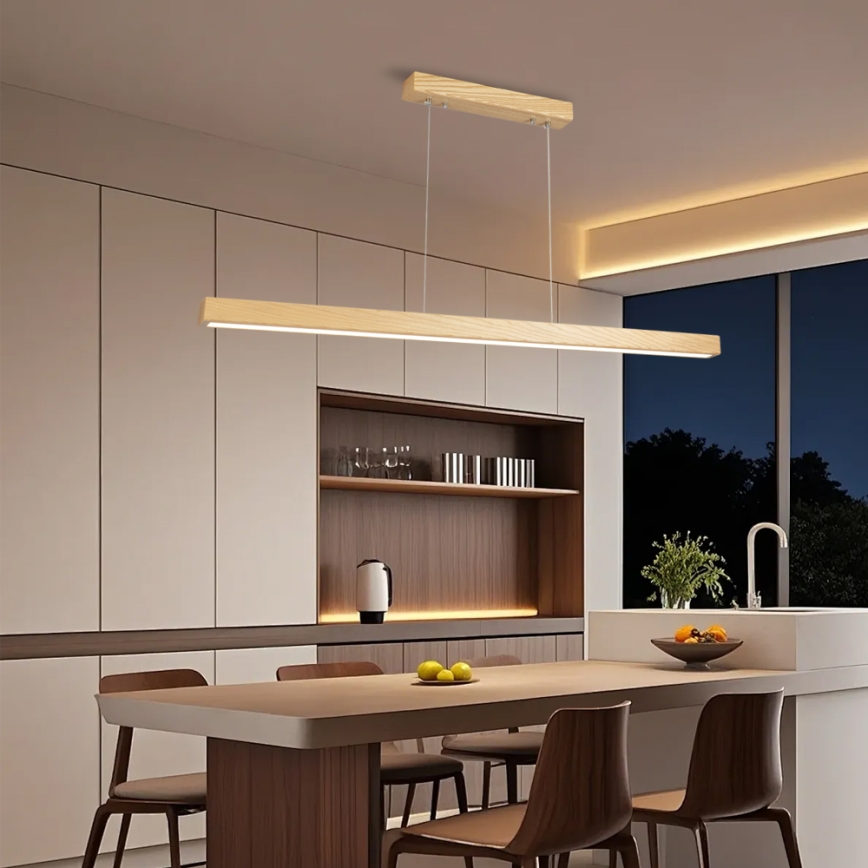 Brilagi - Lustre LED regulável suspenso por cabo OAK SMART LED/30W/230V Wi-Fi Tuya carvalho + comando remoto