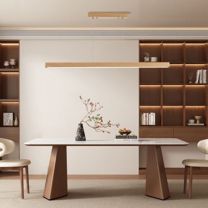 Brilagi - Lustre LED regulável suspenso por cabo OAK SMART LED/30W/230V Wi-Fi Tuya carvalho + comando remoto