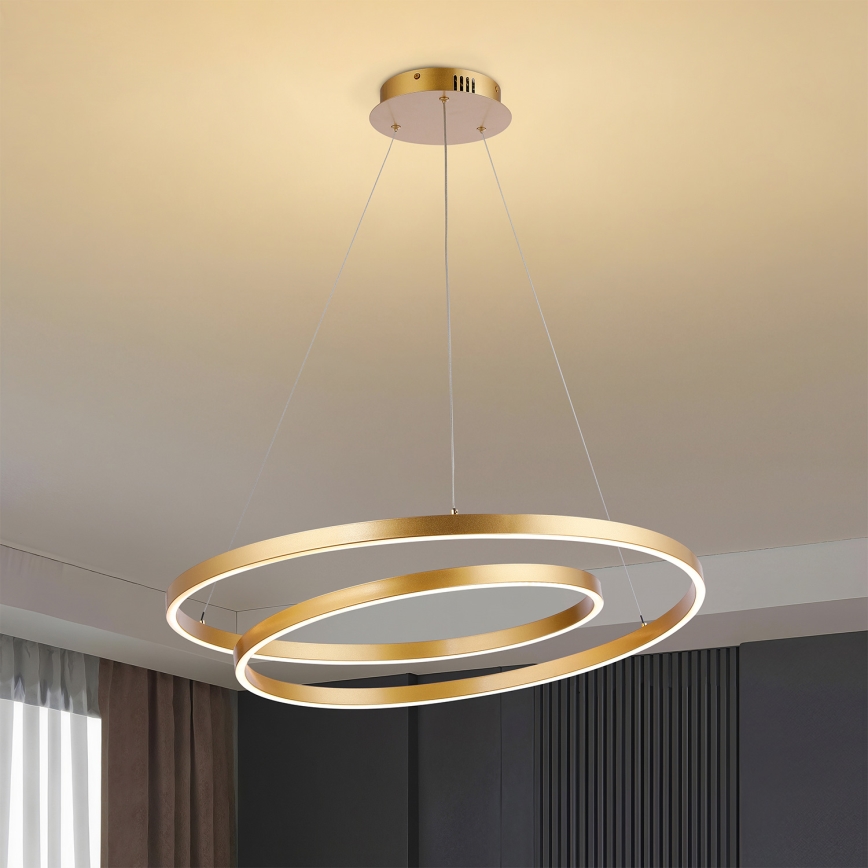 Brilagi - Lustre LED dimerizável suspenso por cabo TWISTER LED/75W/230V 3000-6000K Ø 70 cm dourado + controlo remoto