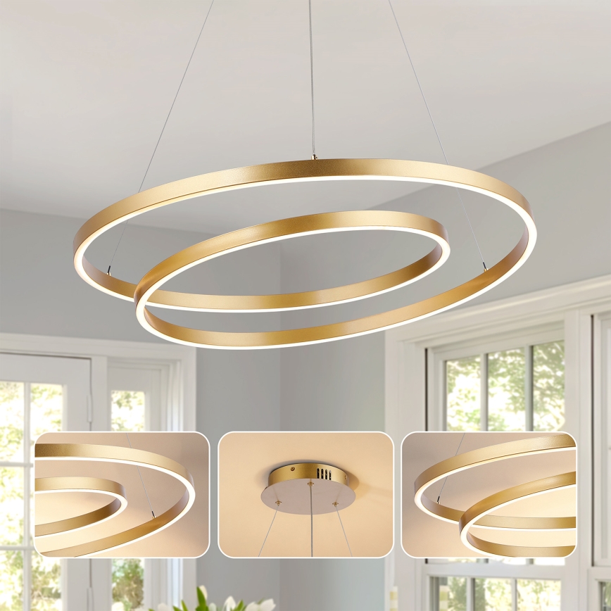 Brilagi - Lustre LED dimerizável suspenso por cabo TWISTER LED/75W/230V 3000-6000K Ø 70 cm dourado + controlo remoto