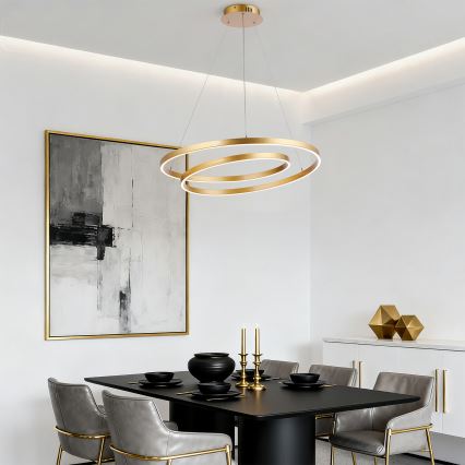 Brilagi - Lustre LED dimerizável suspenso por cabo TWISTER LED/75W/230V 3000-6000K Ø 70 cm dourado + controlo remoto