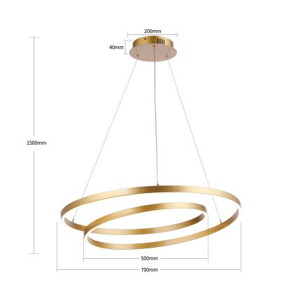 Brilagi - Lustre LED dimerizável suspenso por cabo TWISTER LED/75W/230V 3000-6000K Ø 70 cm dourado + controlo remoto