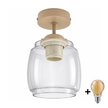 BRILAGI - LED lustre sobreposto RETRO GLASS 1xE27/60W/230V Ø 26 cm bege/cinzento fumado