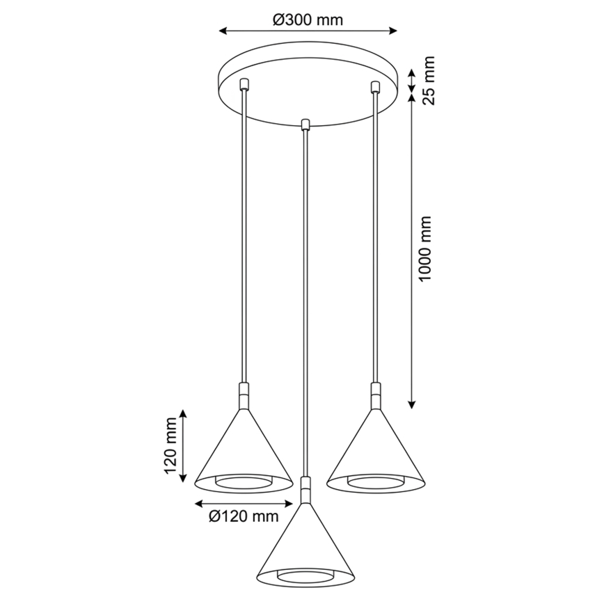 BRILAGI - LED Lustre suspenso com cabo CONE TRIPLE ROUND 3xGX53/15W/230V preto