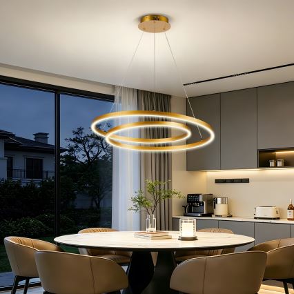 BRILAGI - Lustre LED regulável suspenso por cabo TWISTER LED/75W/230V 3000-6000K Ø 70 cm dourado + controlo remoto