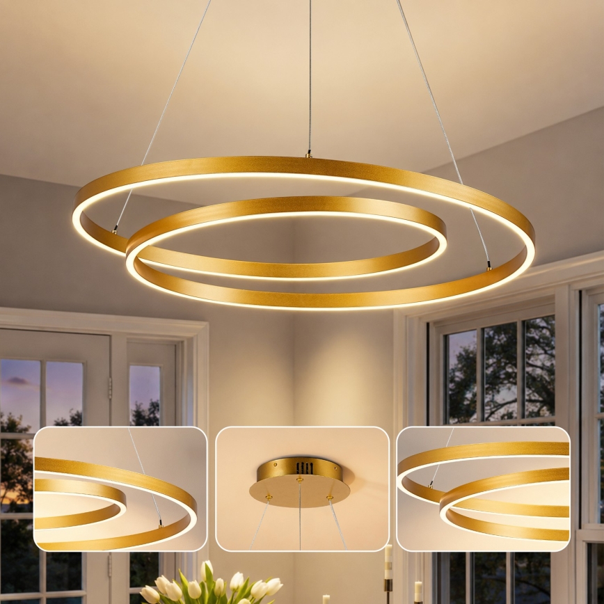 BRILAGI - Lustre LED regulável suspenso por cabo TWISTER LED/75W/230V 3000-6000K Ø 70 cm dourado + controlo remoto