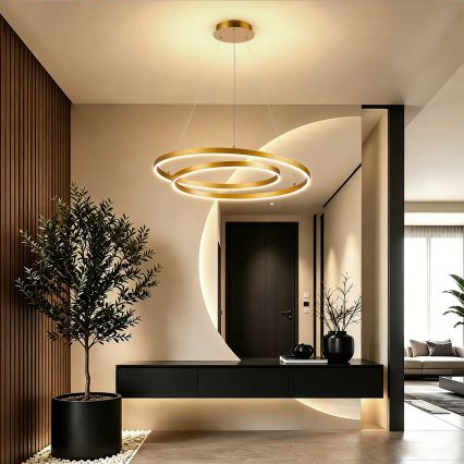BRILAGI - Lustre LED regulável suspenso por cabo TWISTER LED/75W/230V 3000-6000K Ø 70 cm dourado + controlo remoto