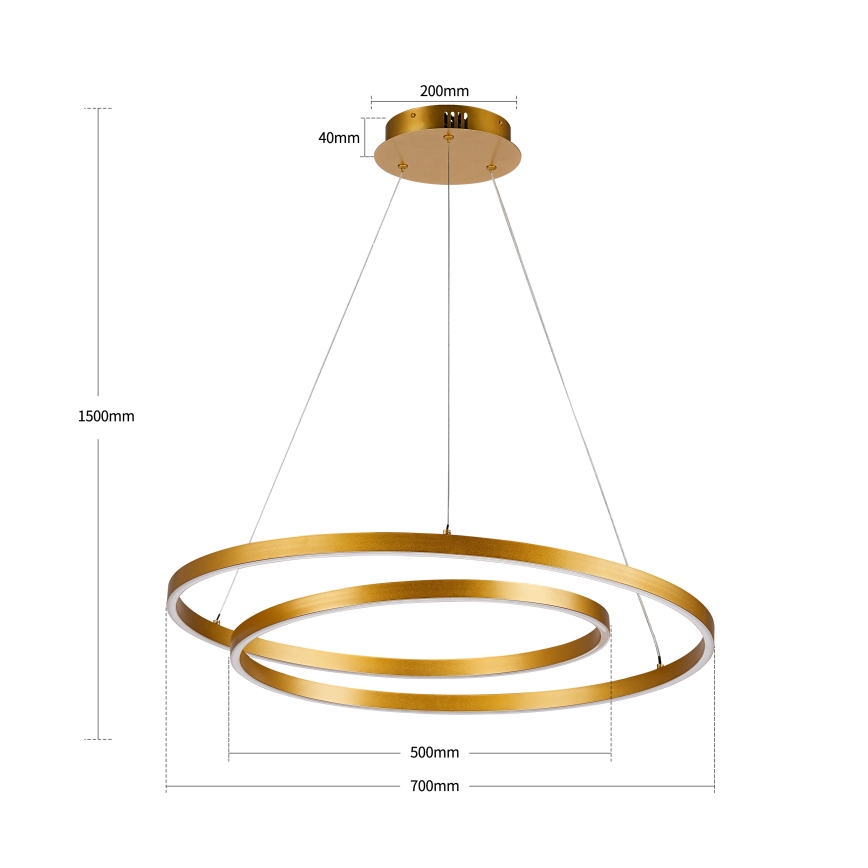 BRILAGI - Lustre LED regulável suspenso por cabo TWISTER LED/75W/230V 3000-6000K Ø 70 cm dourado + controlo remoto
