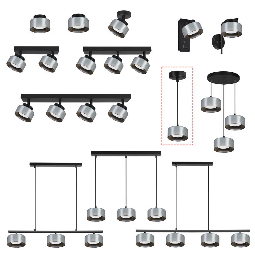 Brilagi - LED Lustre suspenso em cabo AURA LUX 1xGX53/30W/230V preto/fumê