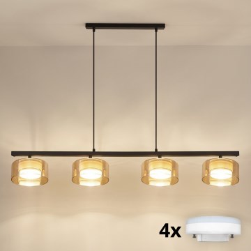 Brilagi - LED Lustre suspenso em cabo AURA LUX 4xGX53/30W/230V preto/dourado