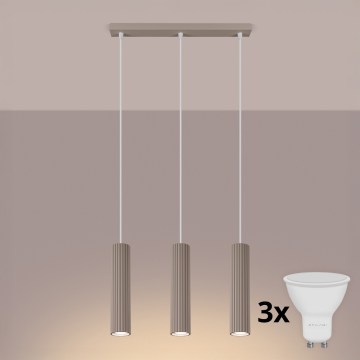 Brilagi - LED Lustre suspenso em cabo CRESTO 3xGU10/10W/230V taupe
