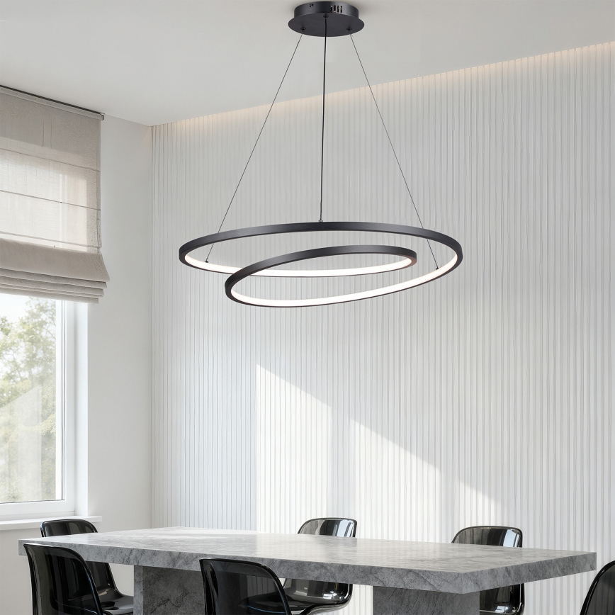 Brilagi - Lustre suspenso LED dimerizável com cabo TWISTER LED/105W/230V 3000-6000K Ø 100 cm preto + controlo remoto
