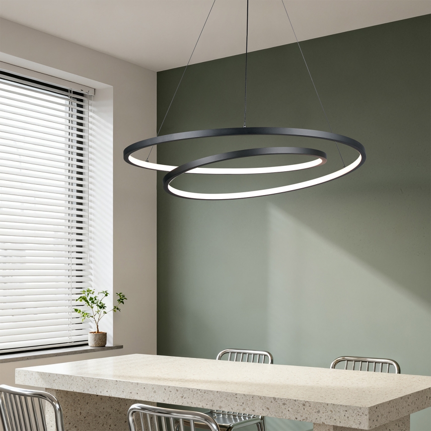 Brilagi - Lustre suspenso LED dimerizável com cabo TWISTER LED/105W/230V 3000-6000K Ø 100 cm preto + controlo remoto