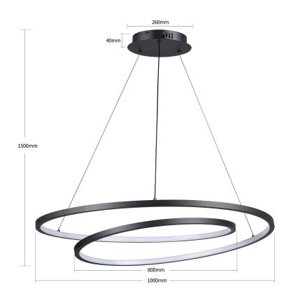 Brilagi - Lustre suspenso LED dimerizável com cabo TWISTER LED/105W/230V 3000-6000K Ø 100 cm preto + controlo remoto