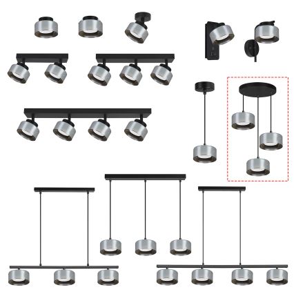 Brilagi - LED Lustre suspenso por cabo AURA LUX 3xGX53/30W/230V preto/fumê