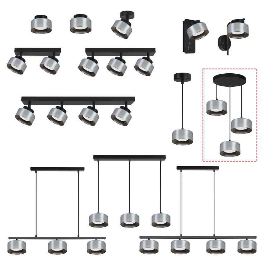 Brilagi - LED Lustre suspenso por cabo AURA LUX 3xGX53/30W/230V preto/fumê