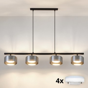 Brilagi - LED Lustre suspenso por cabo AURA LUX 4xGX53/30W/230V preto/fumê