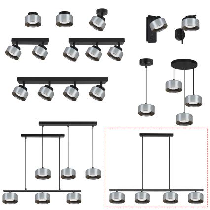 Brilagi - LED Lustre suspenso por cabo AURA LUX 4xGX53/30W/230V preto/fumê