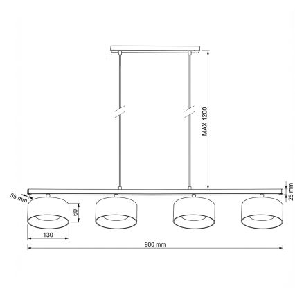 Brilagi - LED Lustre suspenso por cabo AURA LUX 4xGX53/30W/230V preto/fumê