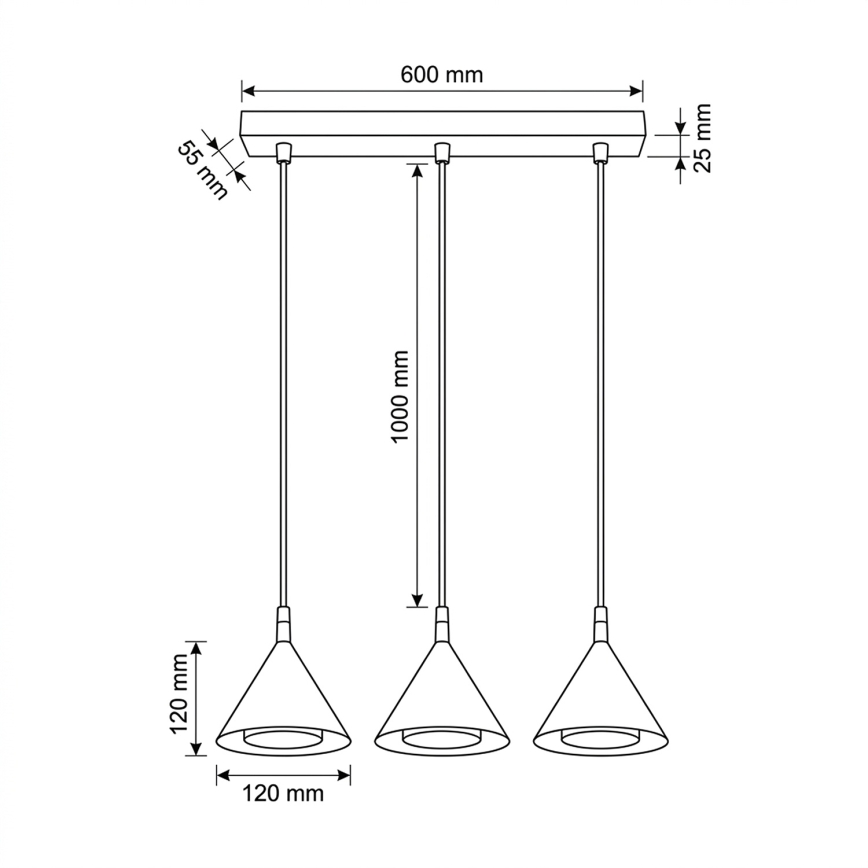 BRILAGI - LED Lustre suspenso por cabo CONE TRIPLE 3xGX53/15W/230V dourado