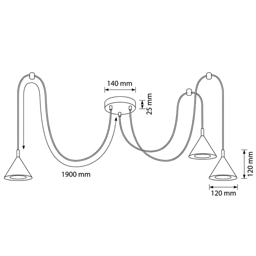 BRILAGI - LED Lustre suspenso por cabo CONE TRIPLE SPIDER 3xGX53/15W/230V preto