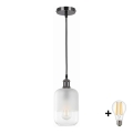 BRILAGI - LED Lustre suspenso por cabo RETRO GLASS 1xE27/60W/230V Ø 14 cm preto/branco