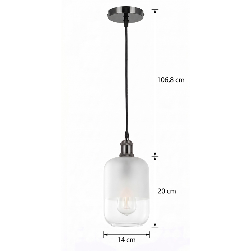 BRILAGI - LED Lustre suspenso por cabo RETRO GLASS 1xE27/60W/230V Ø 14 cm preto/branco