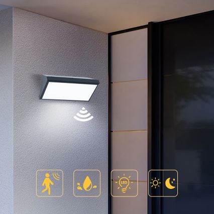 Brilagi - Luminária de parede LED exterior com sensor TRIANGLE LED/20W/230V antracite IP65