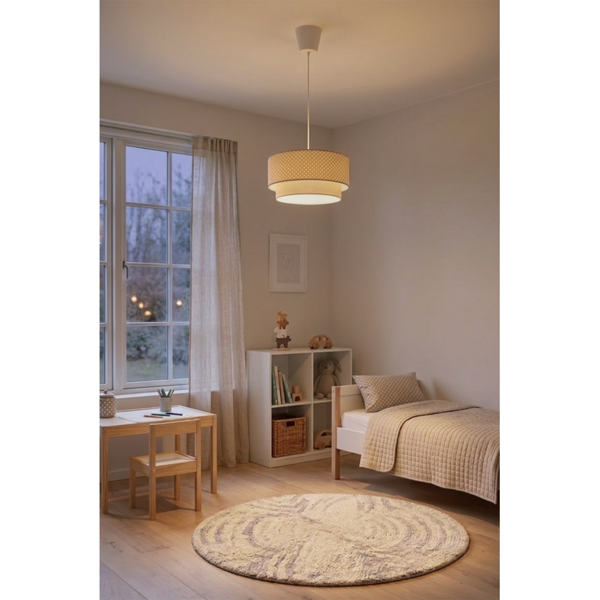 Brilagi - Lustre LED suspenso por cabo BOHO BOBO 1xE27/60W/230V Ø 40 cm, padrão de bolinhas bege/creme
