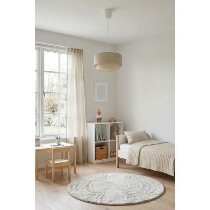 Brilagi - Lustre LED suspenso por cabo BOHO BOBO 1xE27/60W/230V Ø 40 cm, padrão de bolinhas bege/creme