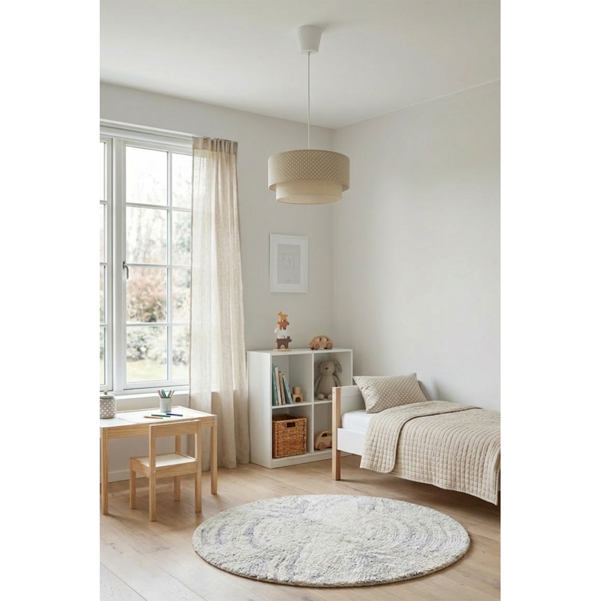 Brilagi - Lustre LED suspenso por cabo BOHO BOBO 1xE27/60W/230V Ø 40 cm, padrão de bolinhas bege/creme