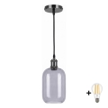 BRILAGI - LED Pendente em cabo RETRO GLASS 1xE27/60W/230V Ø 14 cm preto/cinza fumê
