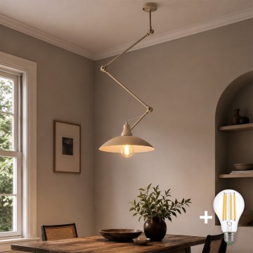 Brilagi - LED Pendente em haste IRONBEAM 1xE27/60W/230V bege