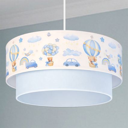 Brilagi-LED Pendente infantil BOBO com cabo 1xE27/60W/230V diâmetro 40 cm creme/azul/ursinho