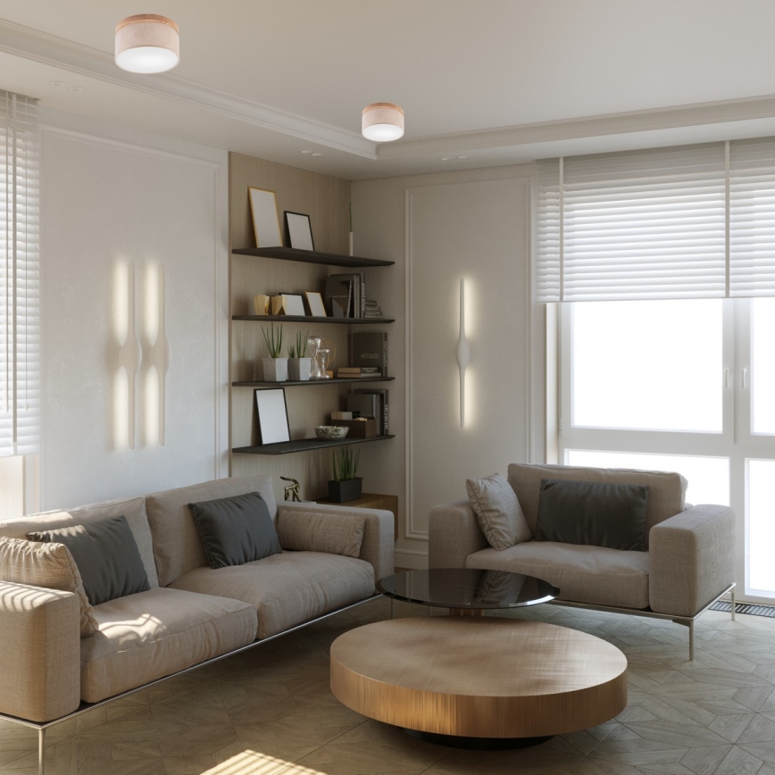 Brilagi - Luminária de Teto LED BELLADONNA 1xE27/15W/230V diâmetro 30 cm bege/carvalho